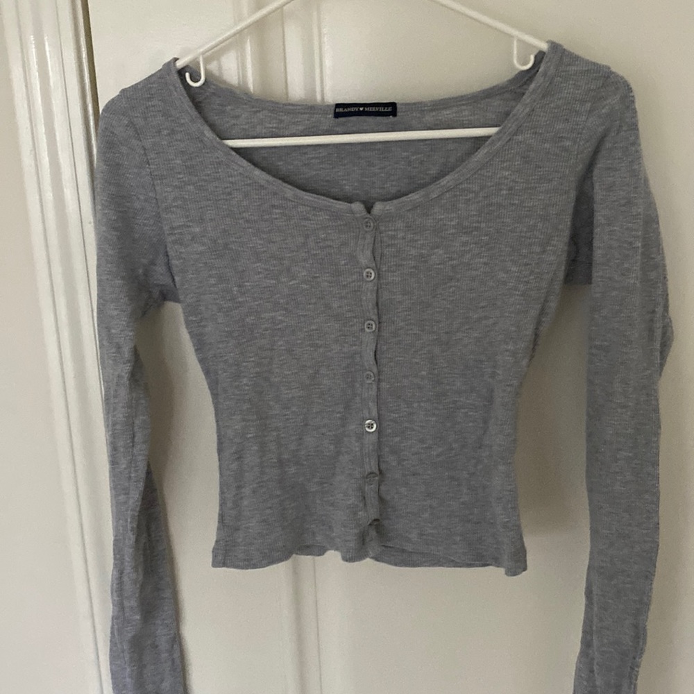 brandy melville grey longsleeve zella top